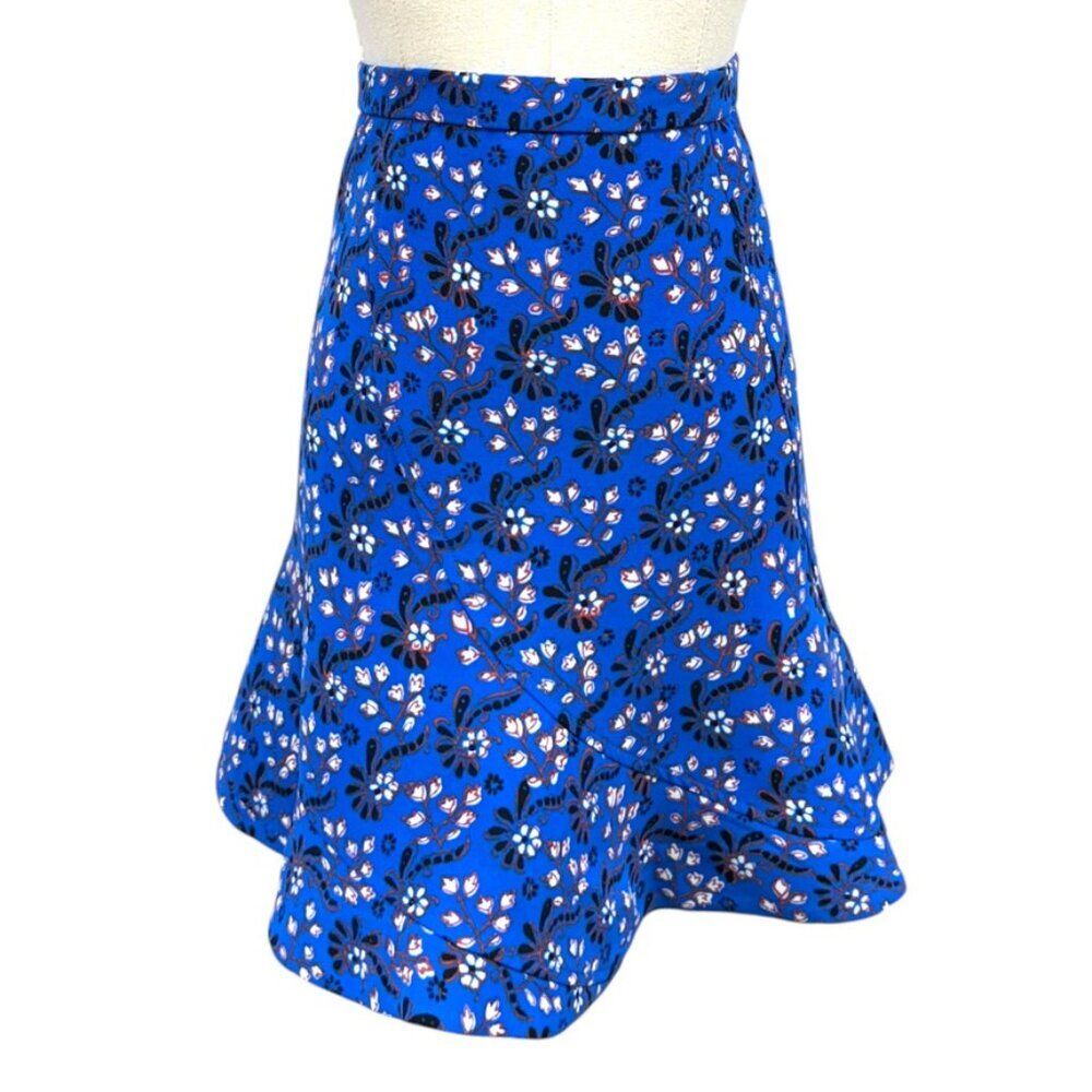 J.Crew Blue Floral Tulip Trumpet Mini Skirt size 8